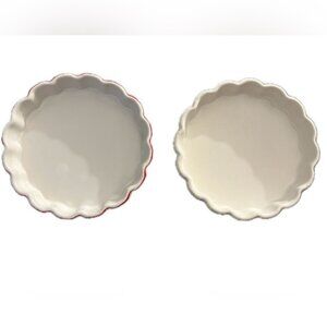 Quiche Tart Ceramic Dishes x2 Madein Japan One With Red Border